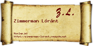 Zimmerman Lóránt névjegykártya